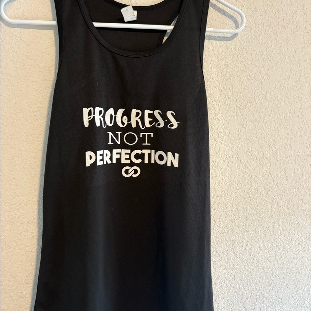 Just Strong Black Tank Top with Motivational Print